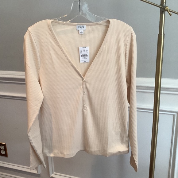 J Crew Long Sleeve Henley, Size L - Picture 2 of 7